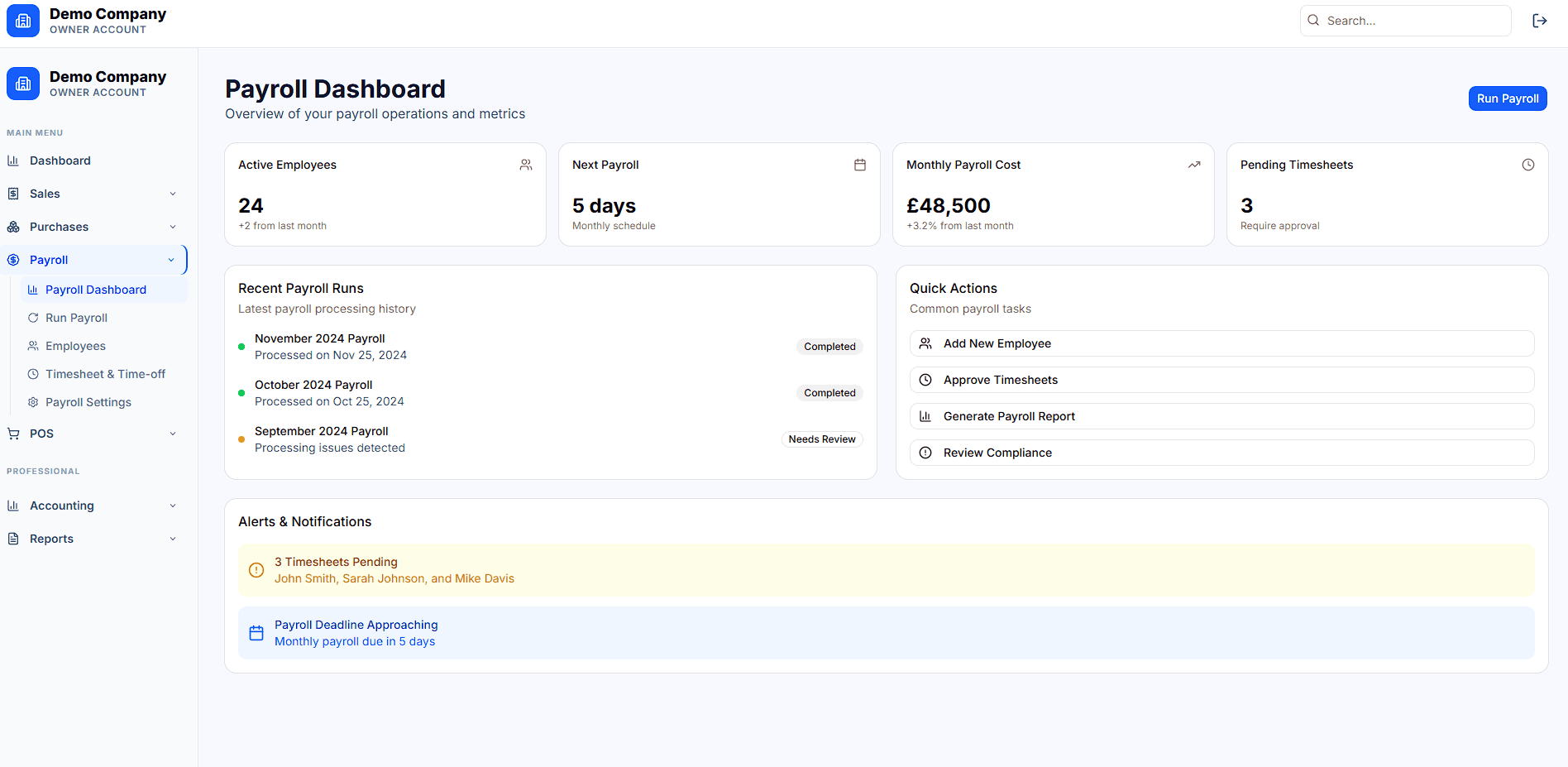 Payroll interface